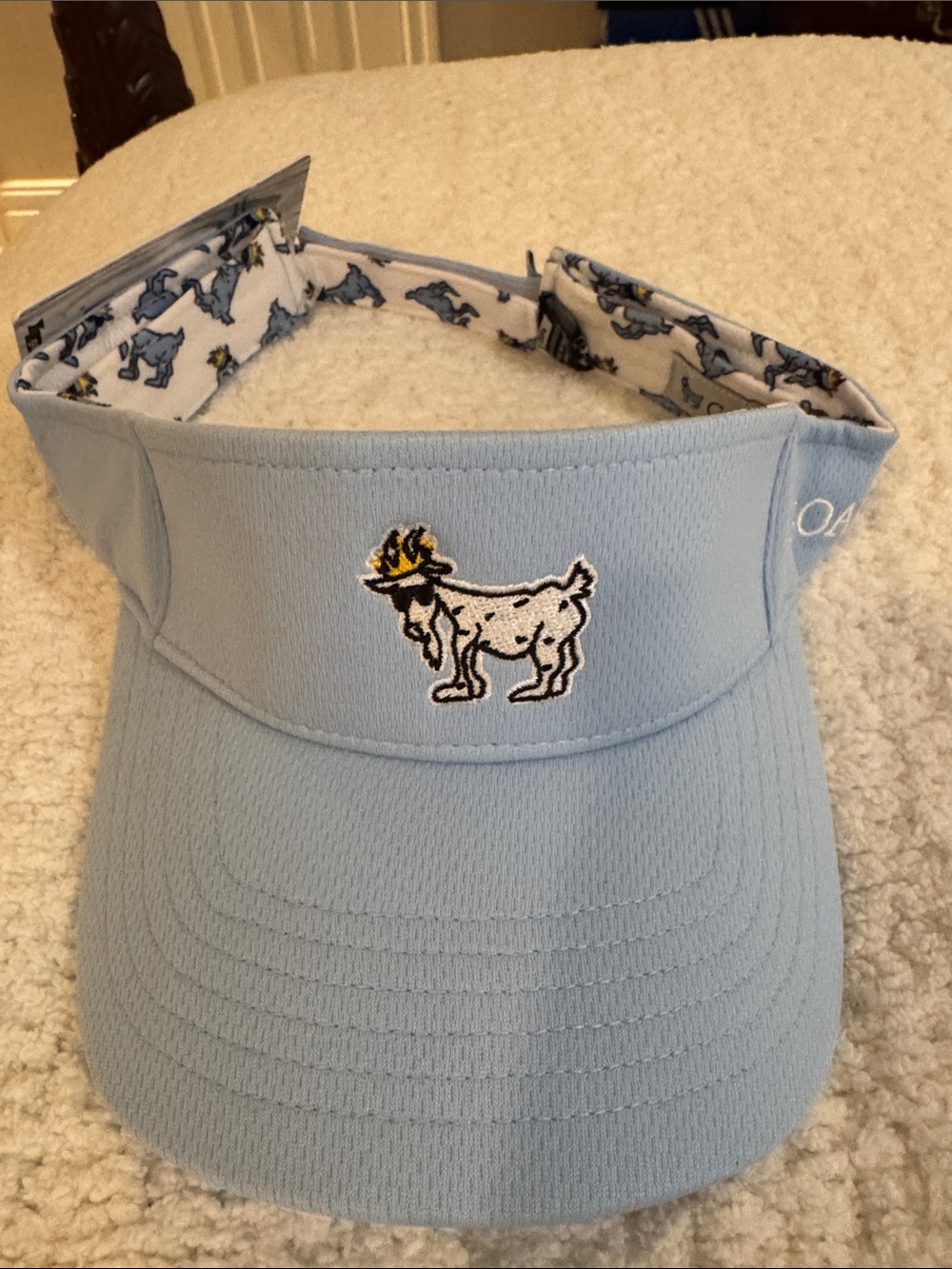 Light Blue Embroidered Goat Visor